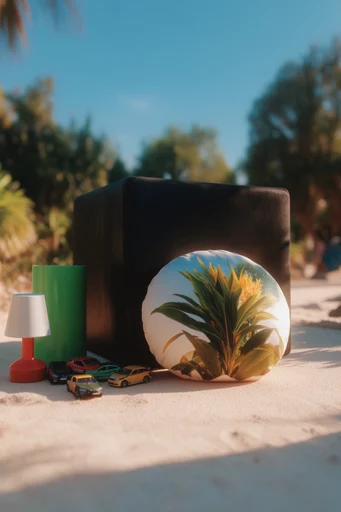 Vivid Summer Nostalgia style reference image — bright direct midday sunlight