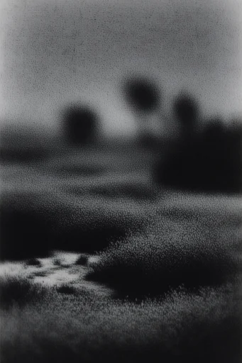Stippled Noir Grain style reference image — intense film grain