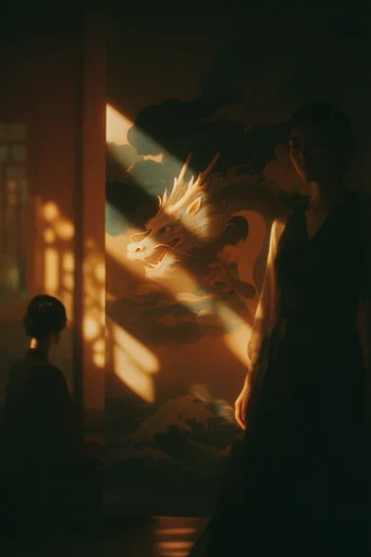 Cinematic Chiaroscuro Sunlight style reference image — dappled light and shadow