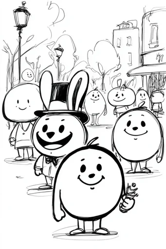 Playful Minimalist Ink style reference image — minimalist character design