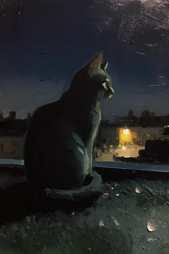 Luminous Nocturnal Impasto style reference image — deep teal and navy palette