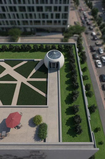 Structured Geometric Nature style reference image — top-down aerial perspective