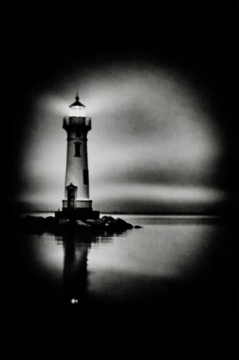 Monochrome Surrealist Montage style reference image — chiaroscuro lighting