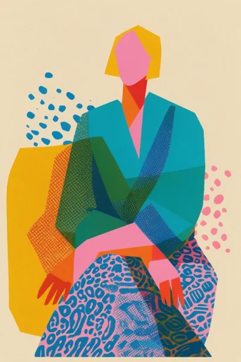 Retro Folk Risograph moodboard — generate AI images in this style