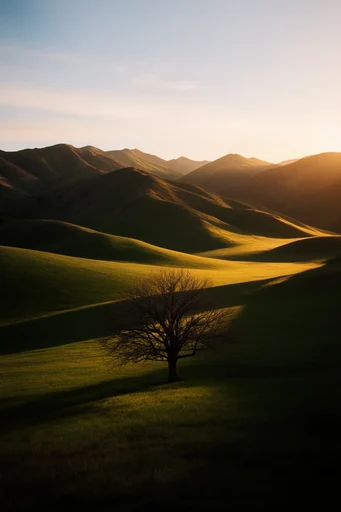 Cinematic Chiaroscuro Solitude style reference image — golden hour highlights