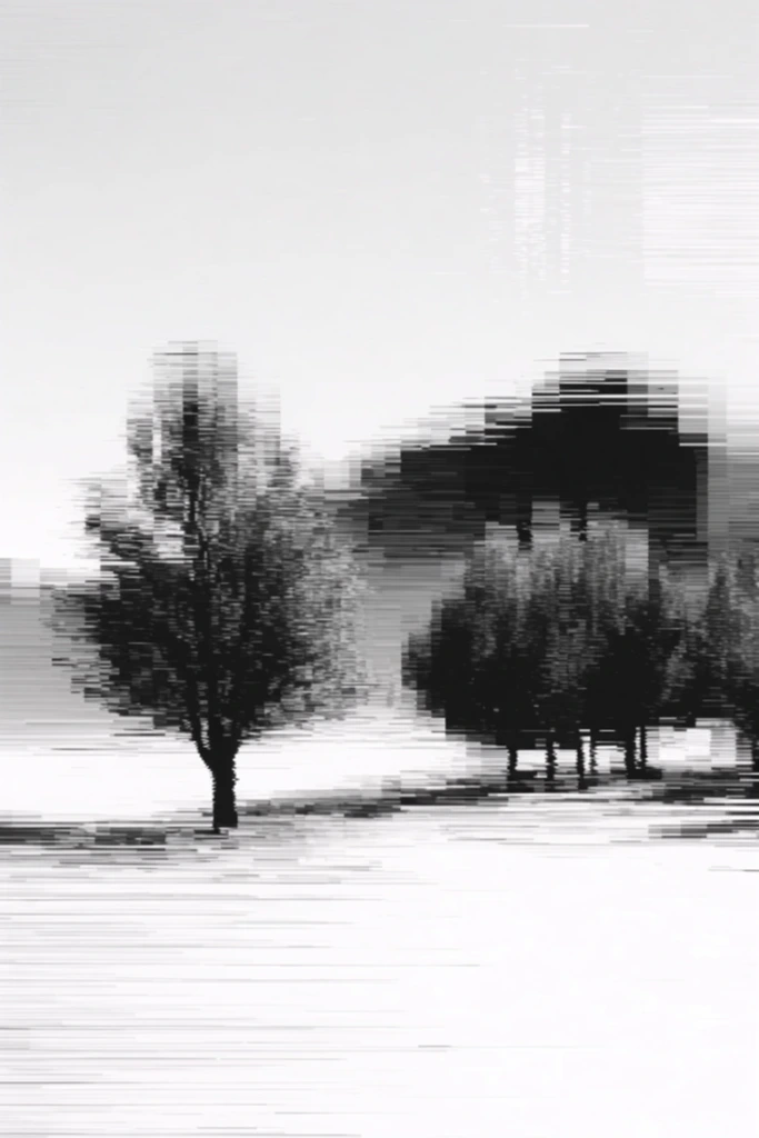 Monochrome Glitch Abstraction style AI image example 2