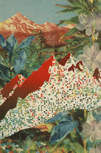 Glitch Botanical Synthesis style reference image — botanical illustration