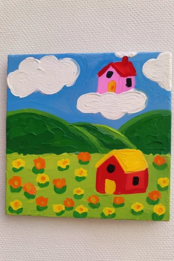 Vibrant Naive Whimsy style reference image — tactile hand-painted texture