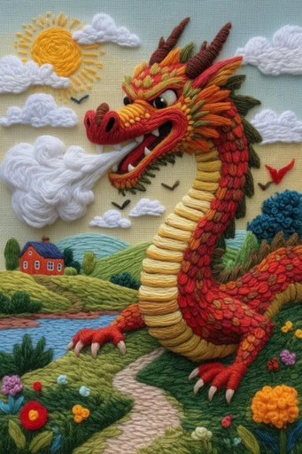 Tactile Fiber Landscapes style reference image — chunky yarn texture