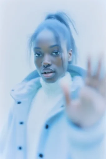 Ethereal Cyan Motion style reference image — gritty film grain
