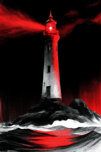 Crimson Noir Graphic style reference image — ink and stipple texture