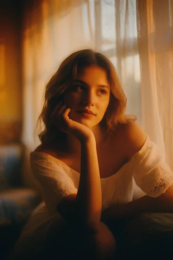 Nostalgic Amber Dreamscape style reference image — lens halation