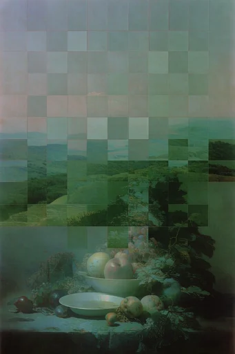 Structured Digital Pastoralism style reference image — geometric grid overlay
