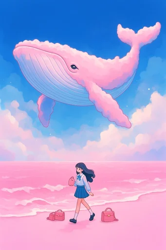 Ethereal Pastel Dreamscape style reference image — bold clean line art