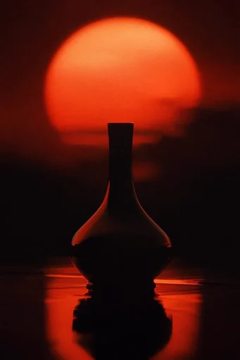 Crimson Solar Noir style reference image — glowing solar orb