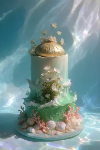 Ethereal Submerged Whimsy style reference image — floating cherry blossoms