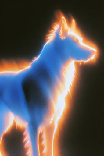 Spectral Neon Luminescence style reference image — heavy film grain