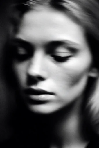 Monochrome Ethereal Blur style reference image — analog film grain