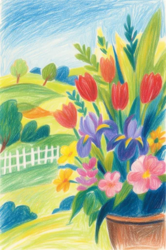Vibrant Naive Sketchbook style reference image — saturated fauvist landscape