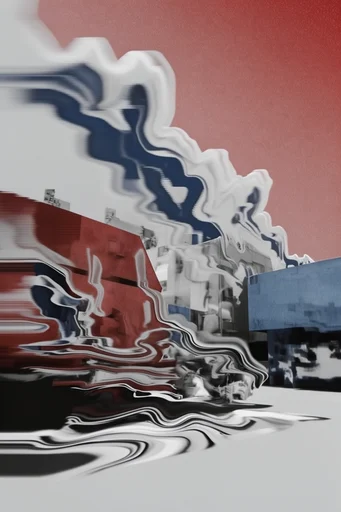 Deconstructed Digital Surrealism style reference image — avant-garde fashion editorial