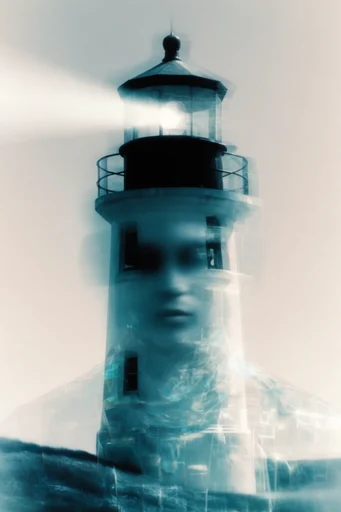 Cinematic Ethereal Noir style reference image — ghostly multiple exposure