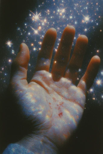 Celestial Analog Dreamscape style reference image — glowing starburst lens flares