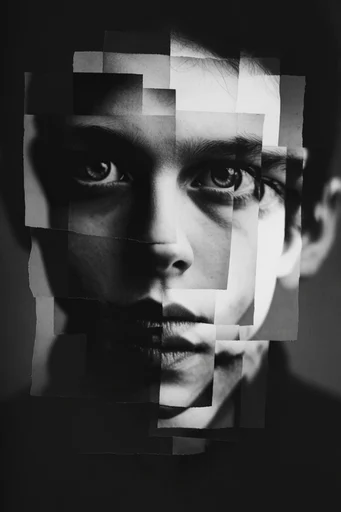 Gritty Monochromatic Collage style reference image — distressed xerox aesthetic