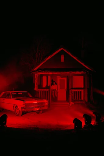 Cinematic Crimson Noir style AI image example 4