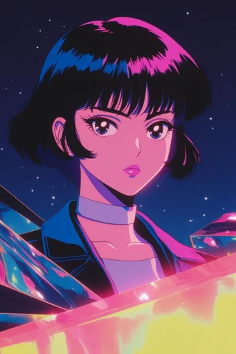 Neon Cosmic Retro-Futurism style reference image — cosmic surrealism