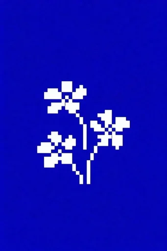 Minimalist Cobalt Pixelism style reference image — aliased edges