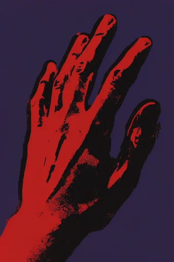Crimson Noir Graphic style reference image — woodcut print texture