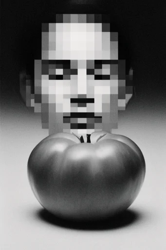 Monochrome Digital Entropy style reference image — high-contrast black and white