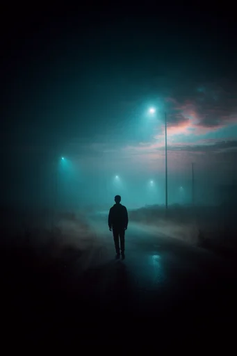 Cinematic Nocturnal Haze style reference image — volumetric light beams