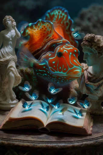 Bioluminescent Abyssal Macro style reference image — translucent organic textures