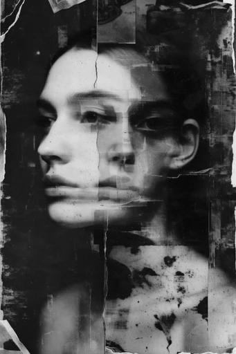 Gritty Monochromatic Collage moodboard — generate AI images in this style