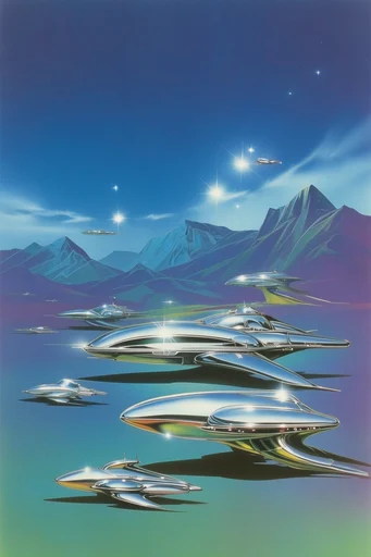 Hyper-Gloss Retro-Futurism style reference image — 1980s airbrush illustration