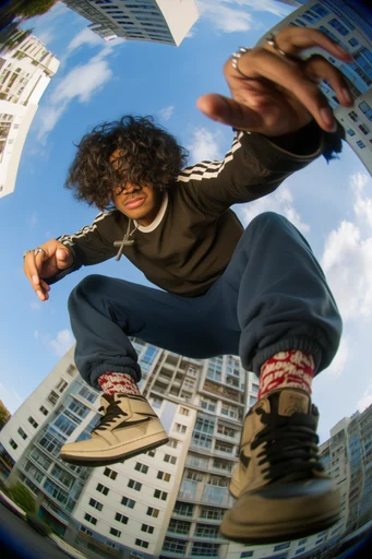 Dynamic Fisheye Streetwear style reference image — fisheye lens distortion