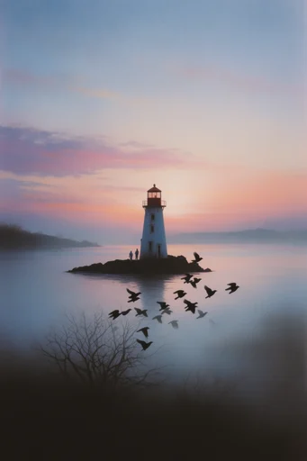 Oneiric Atmospheric Silhouette style reference image — ethereal atmospheric fog