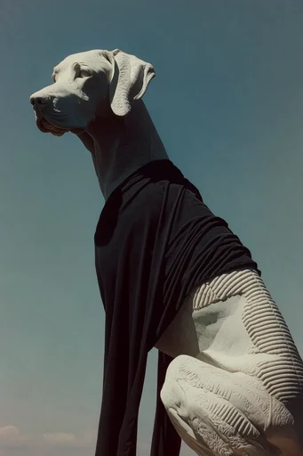 Sculptural Avant-Garde Minimalism style reference image — voluminous fabric textures