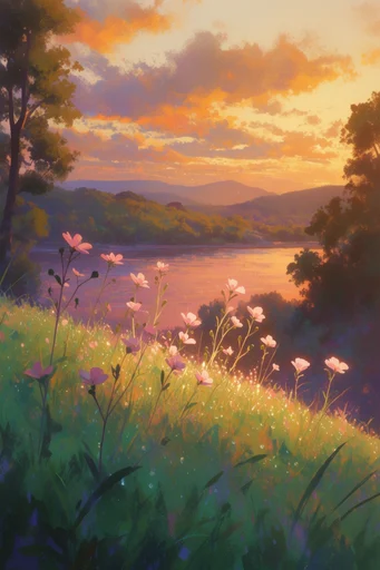 Luminous Twilight Nostalgia style reference image — vibrant sunset gradient