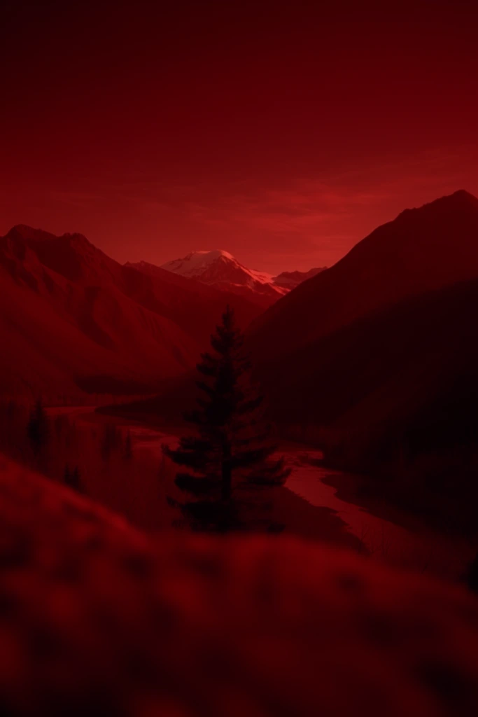 Cinematic Crimson Noir style AI image example 2
