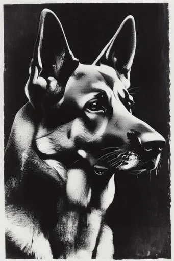 Monochrome Surrealist Noir style reference image — fragmented psychological symbolism