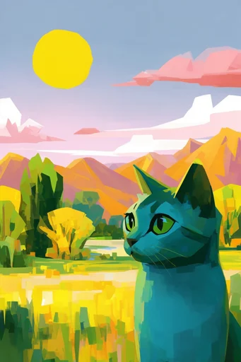 Geometric Adventure Landscapes style reference image — minimalist graphic composition