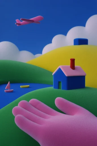 Surreal Neo-Pop Pastoral style reference image — saturated candy colors