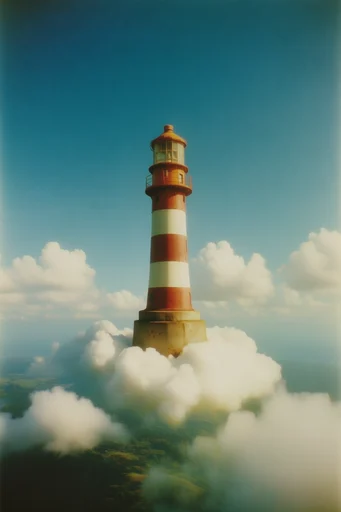 Nostalgic Surrealist Sky style reference image — levitating objects