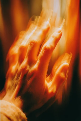 Fiery Kinetic Motion style reference image — fiery amber glow