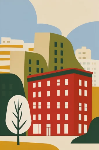 Modernist Paper Cutout style reference image — graphic paper cutout style