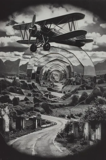 Monochrome Geometric Surrealism style reference image — geometric distortion