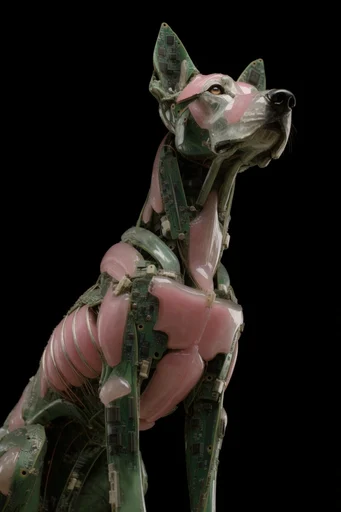 Translucent Cyber-Organic Assemblage style reference image — macro studio lighting