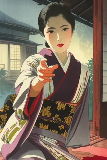 Ethereal Shin-Hanga Revival style reference image — Japanese woodblock print